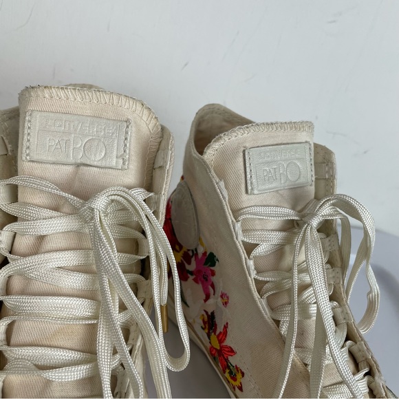 Converse X PatBo Floral High Top Sneakers Sz 5 Lace Up Embroidered - Picture 7 of 11
